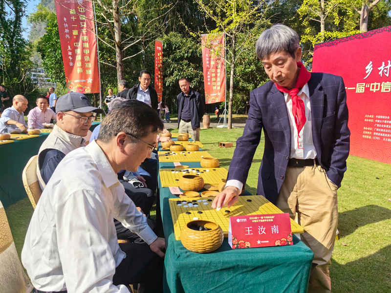 中國圍棋協(xié)會名譽主席王汝南在下指導(dǎo)棋。